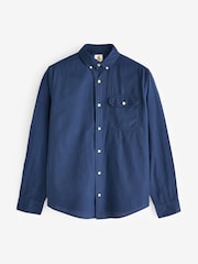Dark Blue Soft Touch Long Sleeve 100% Cotton Oxford Shirt - Image 6 of 8