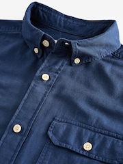 Dark Blue Soft Touch Long Sleeve 100% Cotton Oxford Shirt - Image 7 of 8