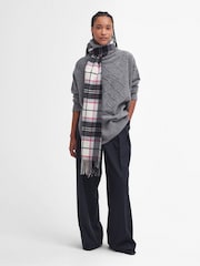 Barbour® Black/Pink Hailes Tartan Check Scarf - Image 1 of 5
