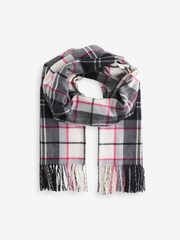 Barbour® Black/Pink Hailes Tartan Check Scarf - Image 3 of 5