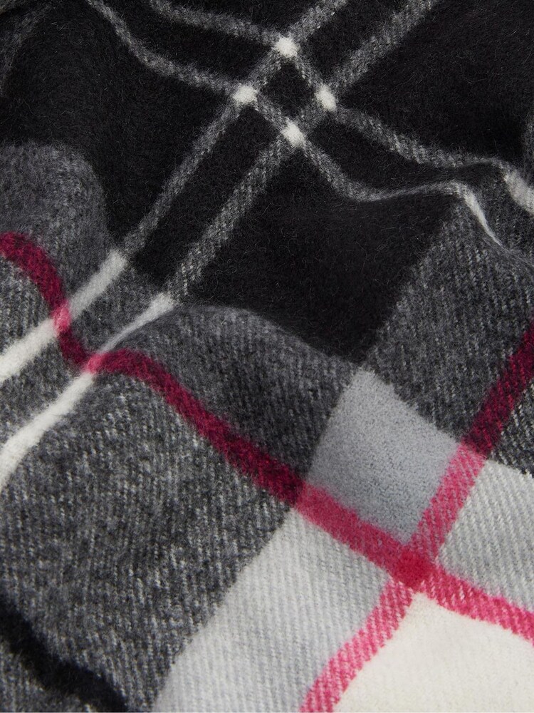 Barbour® Black/Pink Hailes Tartan Check Scarf - Image 5 of 5