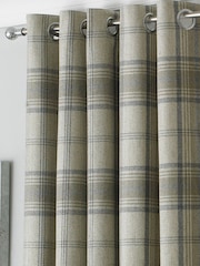 Riva Paoletti Natural Beige Aviemore Tartan Faux Wool Eyelet Curtains - Image 1 of 4
