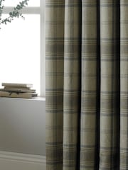 Riva Paoletti Natural Beige Aviemore Tartan Faux Wool Eyelet Curtains - Image 3 of 4