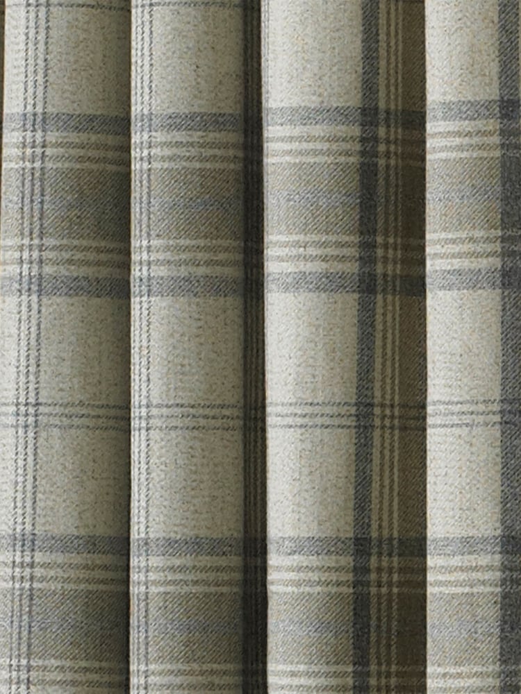 Riva Paoletti Natural Beige Aviemore Tartan Faux Wool Eyelet Curtains - Image 4 of 4