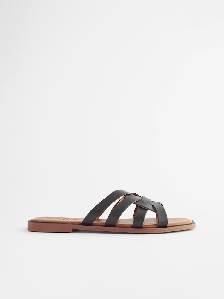 Noir - Sandales mules en cuir à treillis Forever Comfort® - Image 5 of 9