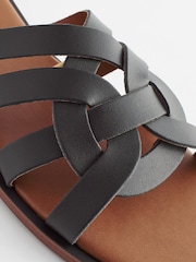 Black Standard/Wide Fit Forever Comfort® Leather Lattice Mules Sandals - Image 9 of 9