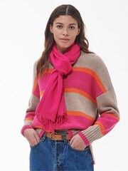 Barbour® Bright Pink Lambswool Woven Scarf - Image 1 of 6