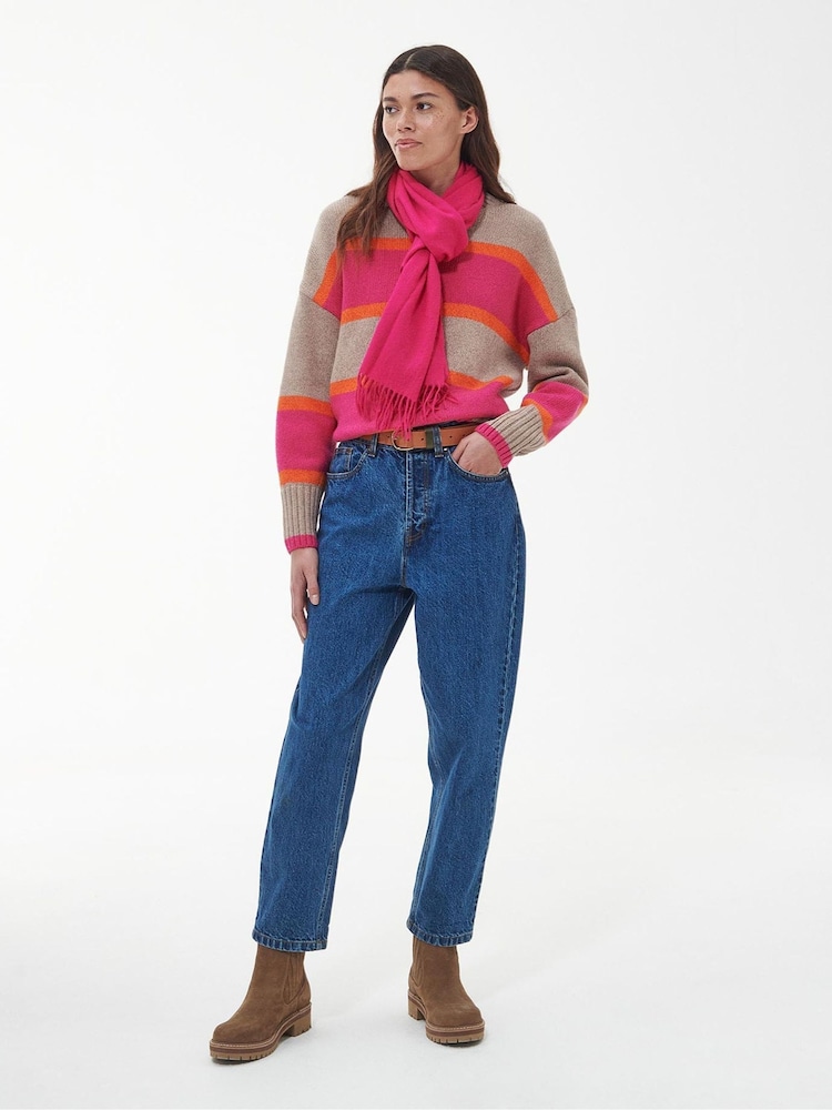 Barbour® Bright Pink Lambswool Woven Scarf - Image 2 of 6
