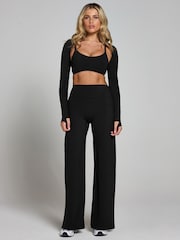 MyProtein Black Tempo Wide Leg Leggings - Image 3 of 4