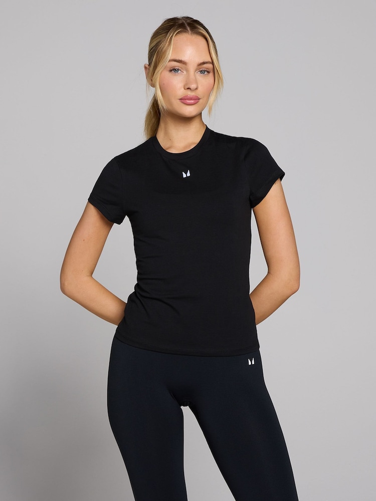 MyProtein Black Basic Body Fit Short Sleeve T-Shirt - Image 1 of 4 MyProtein Black Basic Body Fit Short Sleeve T-Shirt - Image 1 of 4