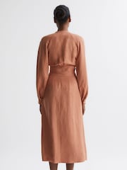 Reiss Rust Axelle Linen High Rise Skirt - Image 5 of 5