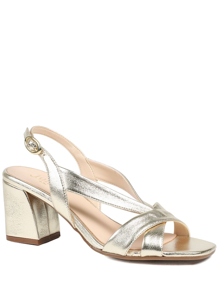 Jones Bootmaker Gold Geneveve Smart Leather Slingback Sandals - Image 1 of 6
