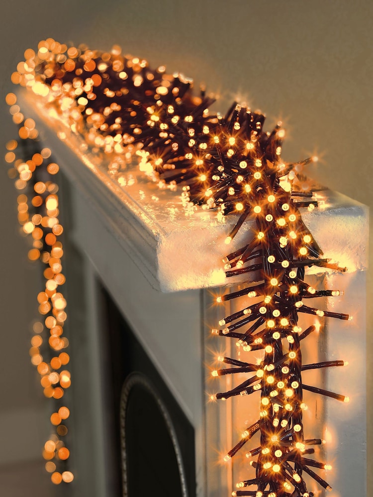 Premier Decorations Ltd Warm White 480 LED Clusters With Timer Christmas Lights - Image 1 of 4