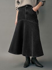 Washed Black Fishtail Denim 100% Cotton Skirt - Image 2 of 7
