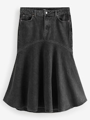 Washed Black Fishtail Denim 100% Cotton Skirt - Image 5 of 7