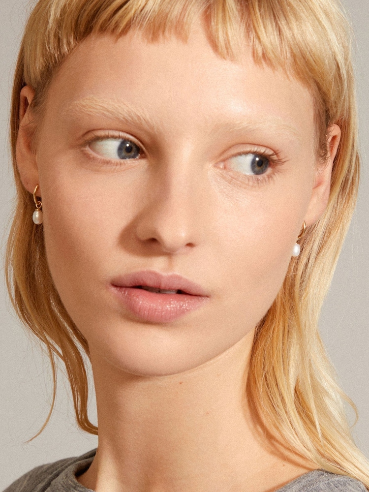 PILGRIM Gold Berthe Pearl Hoops Earrings - Image 3 of 3 PILGRIM Gold Berthe Pearl Hoops Earrings - Image 3 of 3
