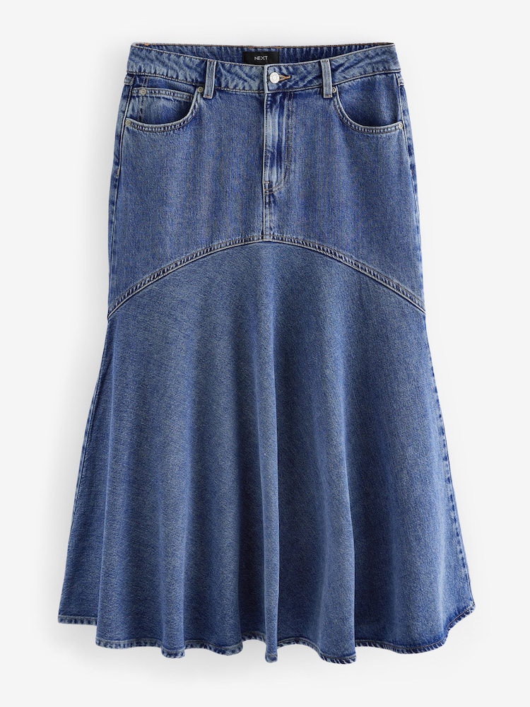 Dark Blue Fishtail Denim 100% Cotton Skirt - Image 1 of 3