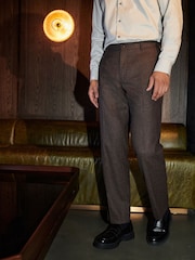 Textured Brown Nova Fides Italian Fabric Trousers With Wool - Image 1 of 1