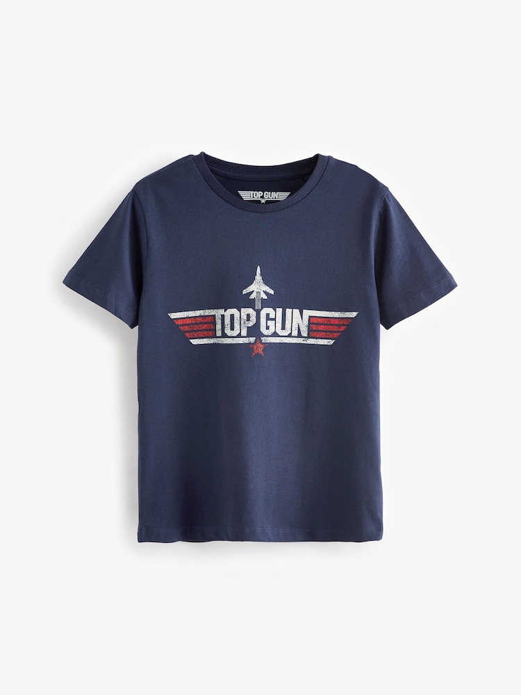 Mornarsko modra - 100% Cotton Top Gun z licenco kratek rokav; s kratkimi rokavi majica (3-16let) - Slika 1 iz 3