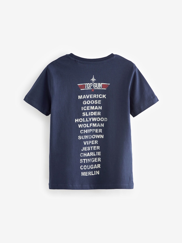 Mornarsko modra - 100% Cotton Top Gun z licenco kratek rokav; s kratkimi rokavi majica (3-16let) - Slika 2 iz 3