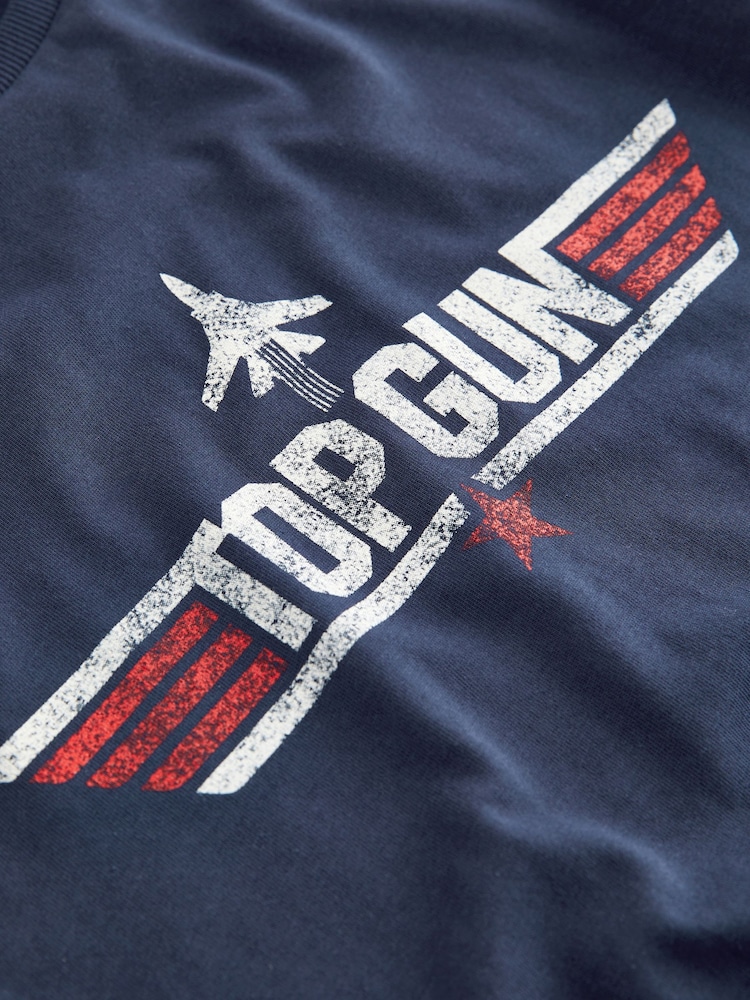 Mornarsko modra - 100% Cotton Top Gun z licenco kratek rokav; s kratkimi rokavi majica (3-16let) - Slika 3 iz 3