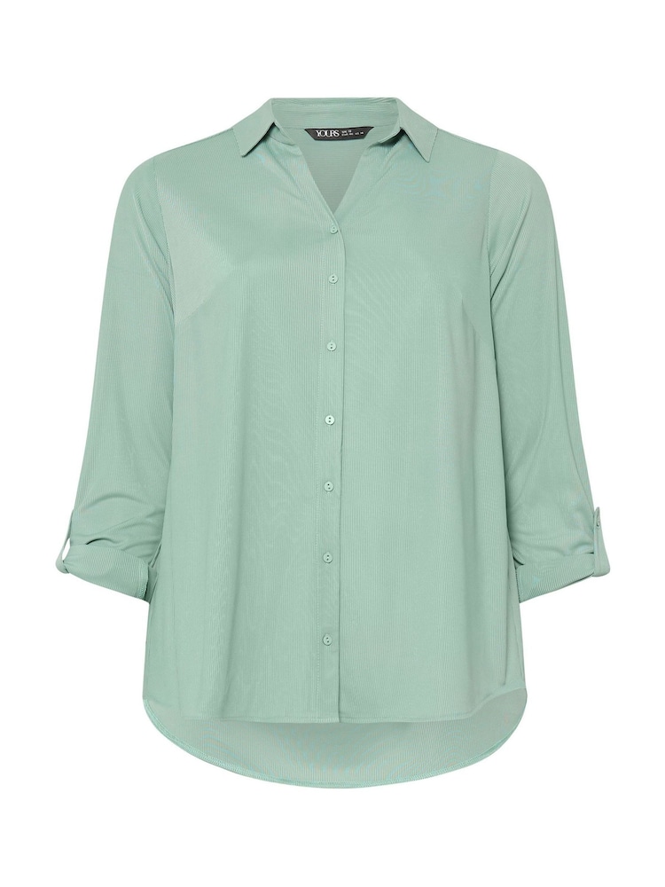 Yours Curve Green Ribbed Shirt - Image 5 of 5 Yours Curve Green Ribbed Shirt - Image 5 of 5