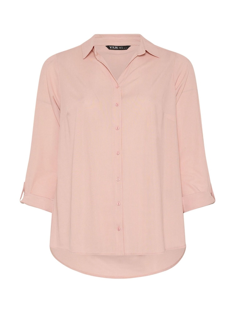 Yours Curve Pink Ribbed Shirt - Image 4 of 4