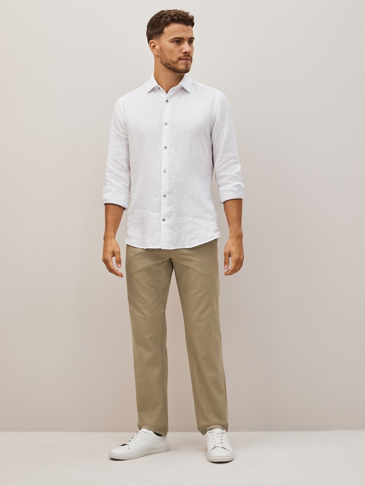 Stone Natural Straight Fit 100% Cotton Chino Trousers - Image 2 of 9