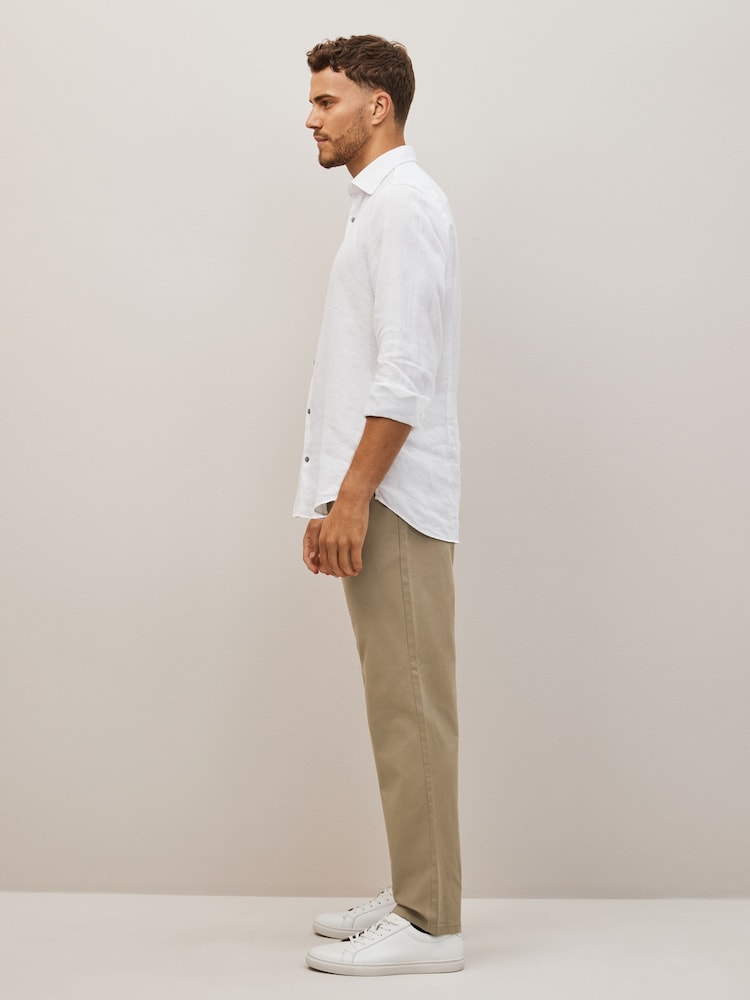 Stone Natural Straight Fit 100% Cotton Chino Trousers - Image 3 of 9