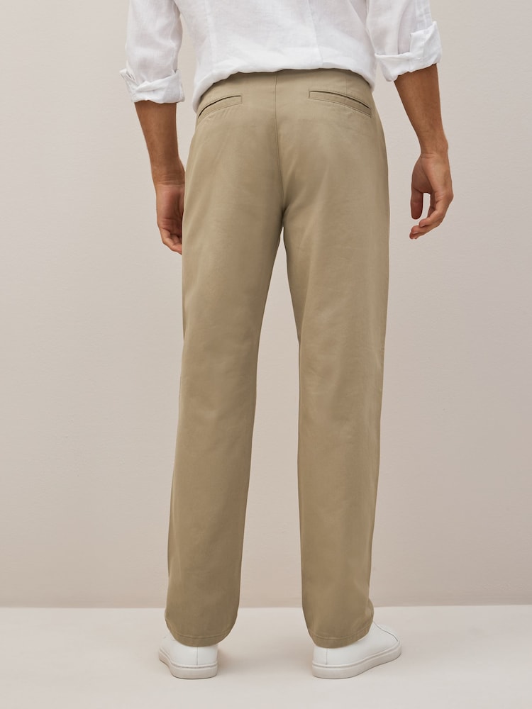 Stone Natural Straight Fit 100% Cotton Chino Trousers - Image 4 of 9