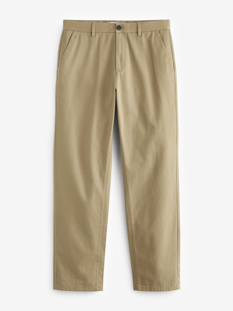 Stone Natural Straight Fit 100% Cotton Chino Trousers - Image 6 of 9