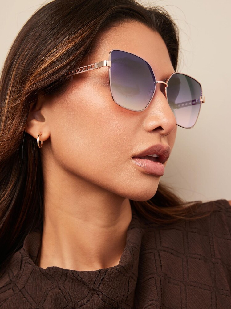 Rose Gold Ombre Lense Square Sunglasses - Image 1 of 6