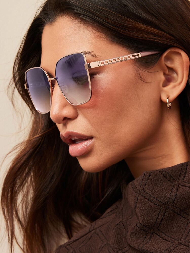 Rose Gold Ombre Lense Square Sunglasses - Image 2 of 6