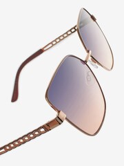 Rose Gold Ombre Lense Square Sunglasses - Image 5 of 6