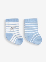 JoJo Maman Bébé Blue Elephant 2-Pack Baby Socks - Image 1 of 1