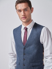 Blue Regular Fit Donegal Suit: Waistcoat - Image 1 of 7