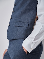 Blue Regular Fit Donegal Suit: Waistcoat - Image 4 of 7