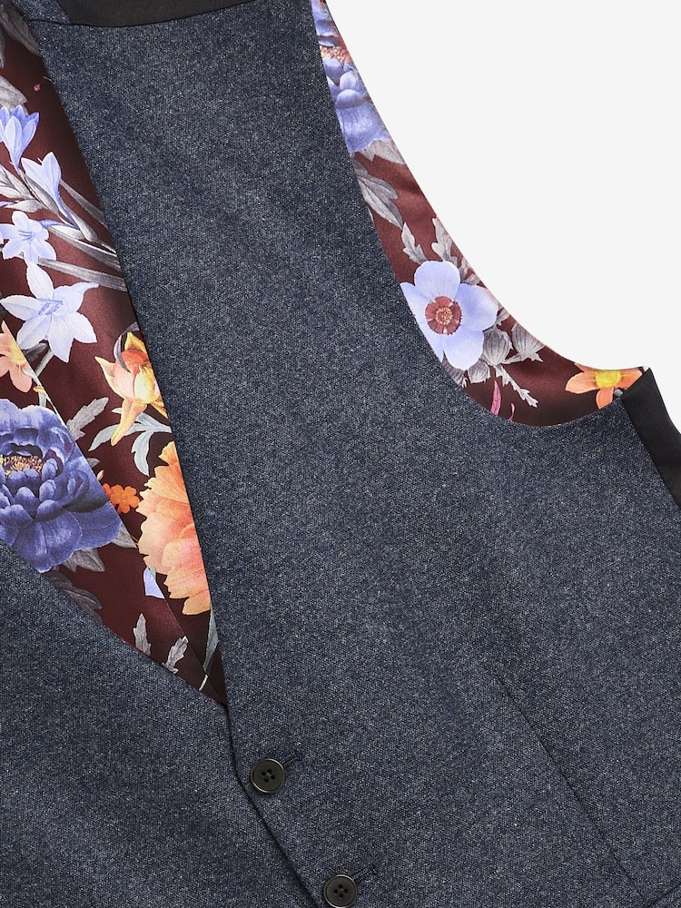 Blue Regular Fit Donegal Suit: Waistcoat - Image 6 of 6