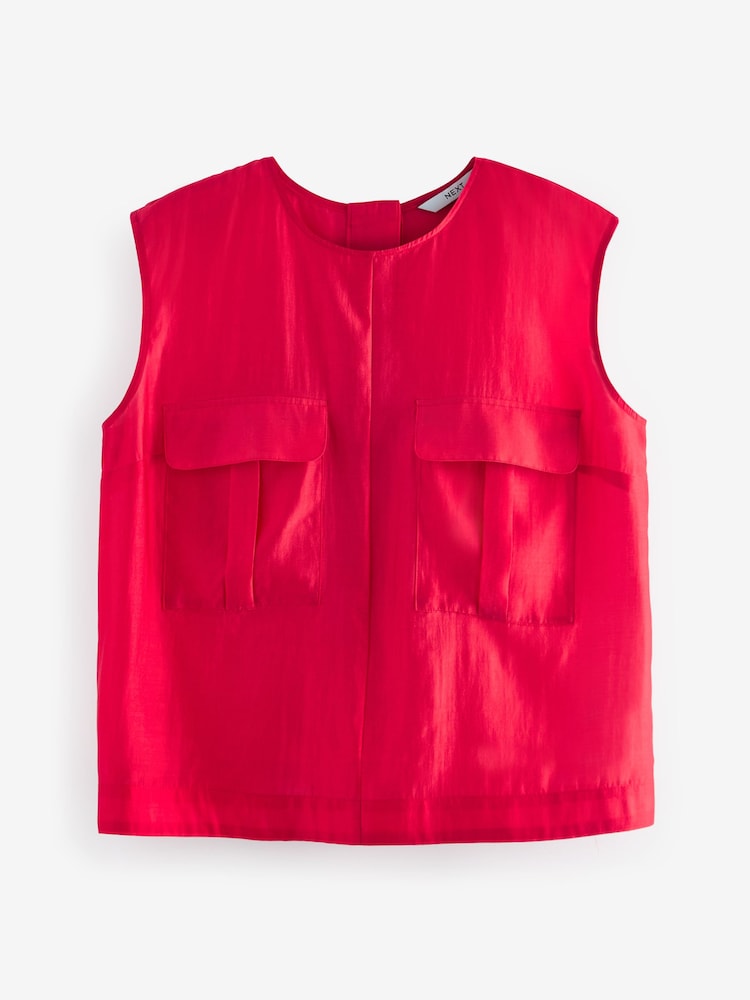 Red Utility Sheer Sleeveless Top - Image 5 of 6