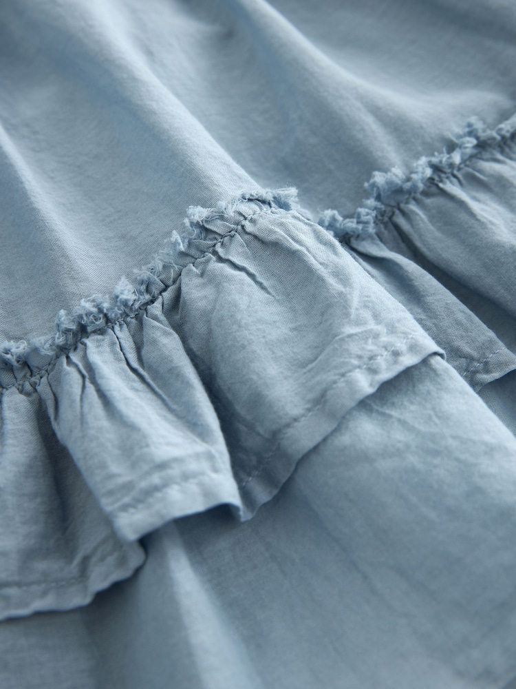 Blau - Ärmelloses Top mit Rundhalsausschnitt und offenem Saum, 100 % Baumwolle - Bild 6 von 6 Blau - Ärmelloses Top mit Rundhalsausschnitt und offenem Saum, 100 % Baumwolle - Bild 6 von 6