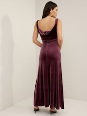Burgundy Red V-Neck Velvet Maxi Dress - Image 1 of 2