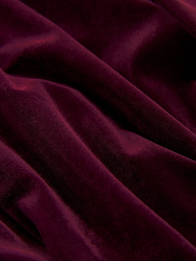 Burgundy Red V-Neck Velvet Maxi Dress - Image 5 of 5