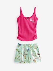 B by Ted Baker Geripptes Trägertop und Shorts aus Viskose-Leinen, Grün - Bild 6 von 7