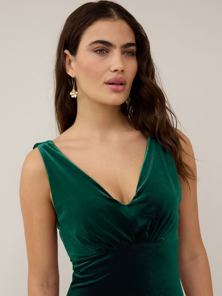 Vert émeraude - V-Neck Velvet Maxi Dress - Image 3 of 6