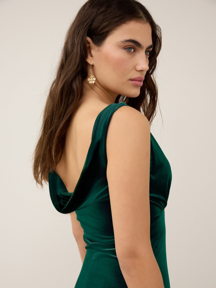 Vert émeraude - V-Neck Velvet Maxi Dress - Image 4 of 6