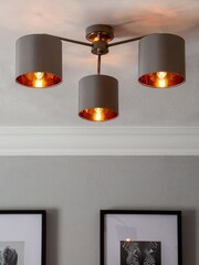 Grey Rico 3 Light Flush Ceiling Light - Image 1 of 7