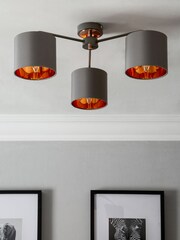 Grey Rico 3 Light Flush Ceiling Light - Image 2 of 7