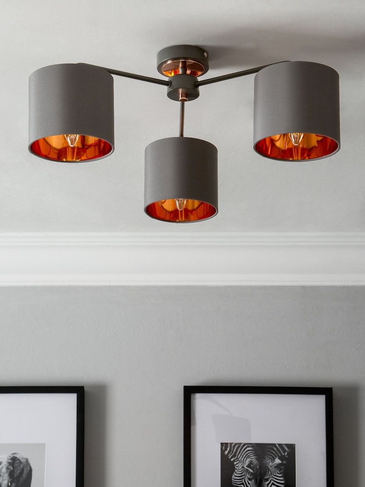 Grey Rico 3 Light Flush Ceiling Light - Image 2 of 7