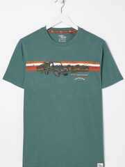 FatFace Green Landrover Chest Stripe T-Shirt - Image 5 of 5
