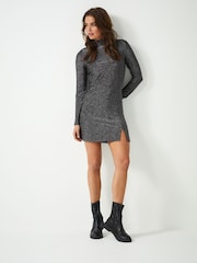 Silver Sparkle Long Sleeve Mini Dress - Image 2 of 6